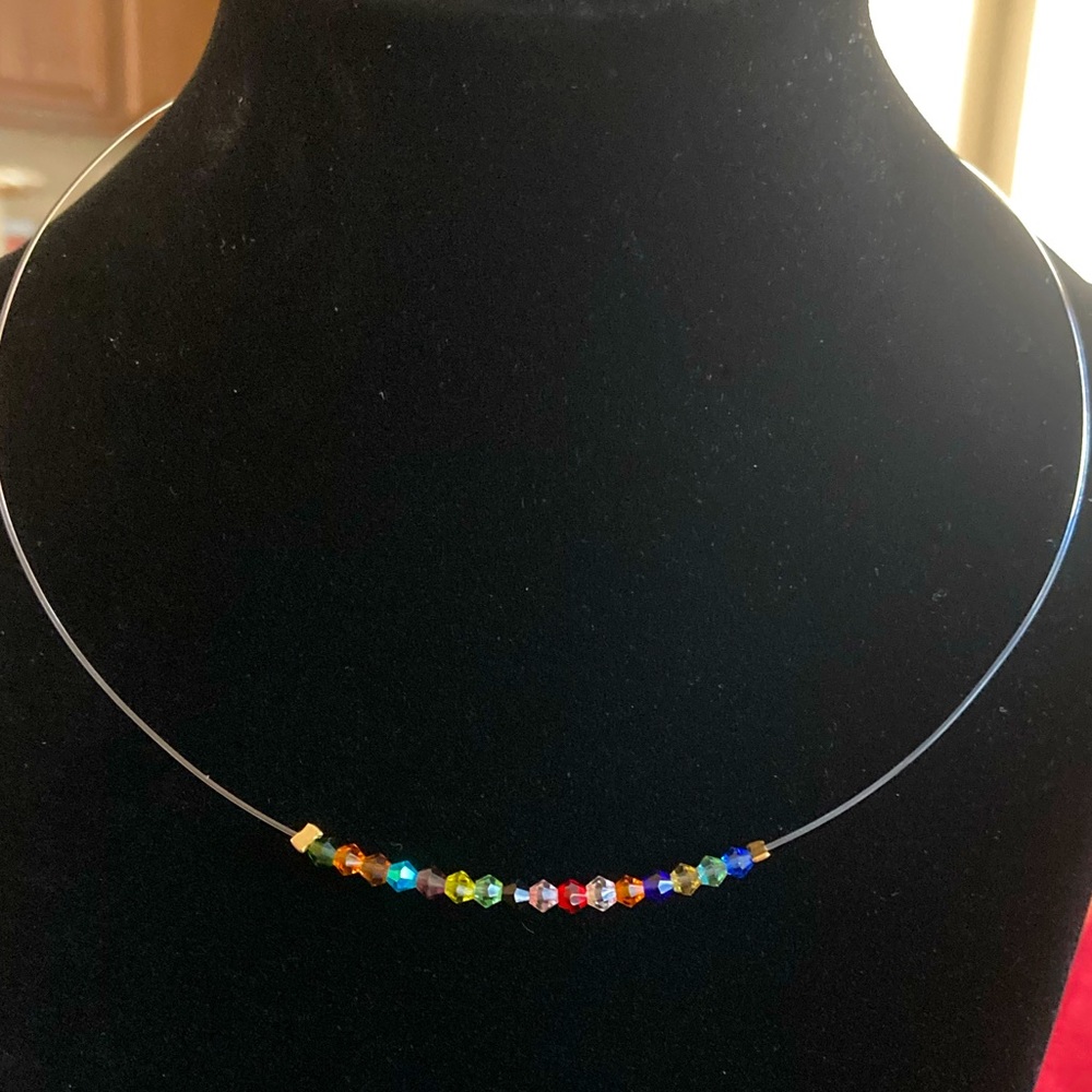 Faceted Crystal Illusion Necklace - Multicolor